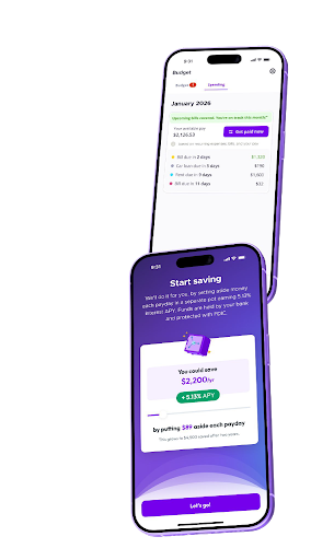 Harri Pay budgeting and savings shown on two mobile phones